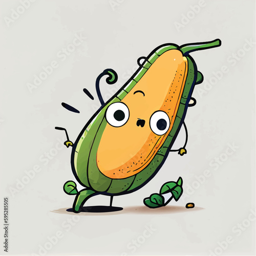 cute Squash-vegetable character, cartoon, children book style, artistic, theme print design, for t-shirt print and case, Illustrator
