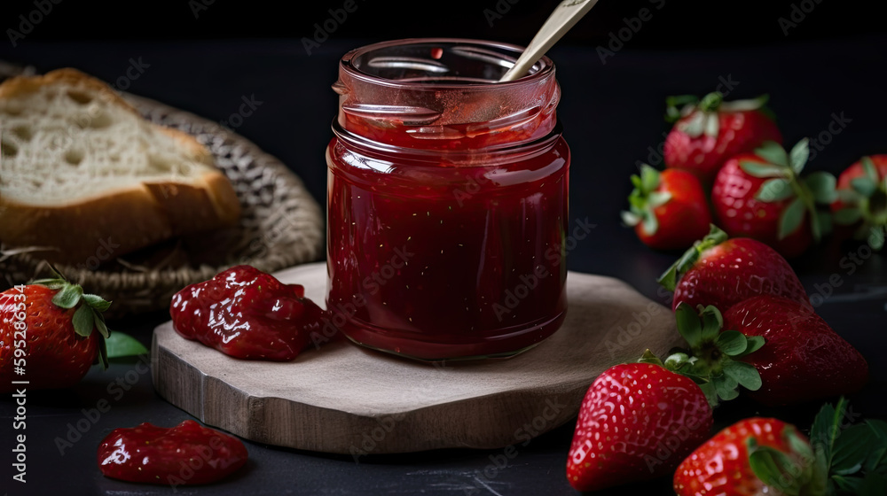 Strawberry jam in the glass jar. Strawberry jam in the glass jar.