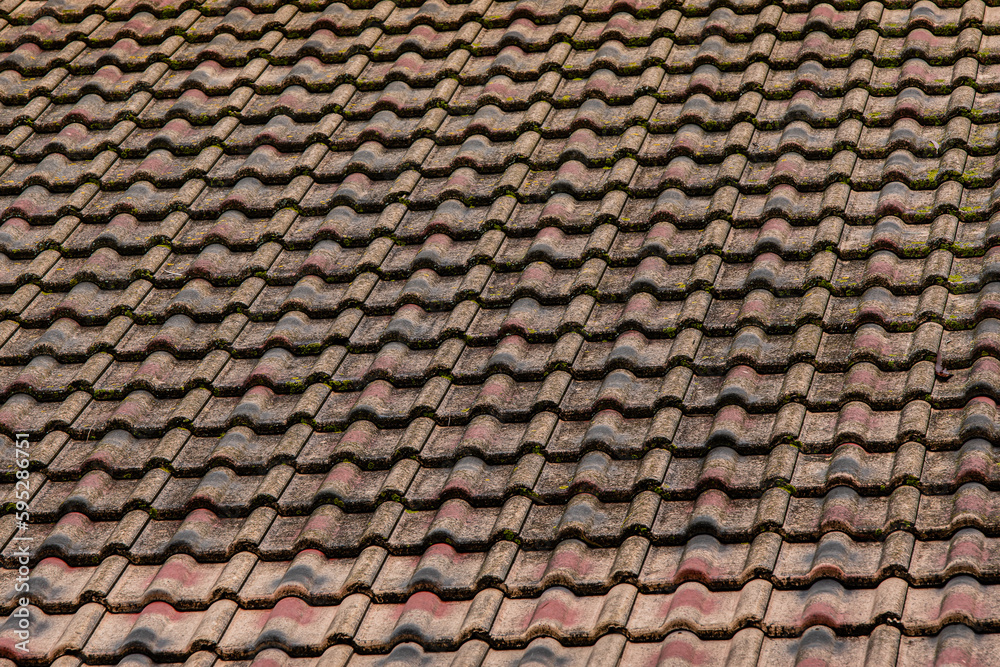 old ceramic tiles on the roof