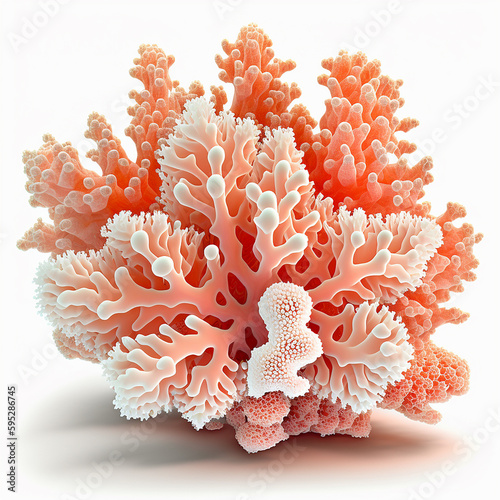 Fototapeta Naklejka Na Ścianę i Meble -  Beautiful pink reef coral picture white background AI Generated image