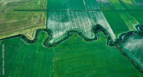 an aerial view of an over - the - top farmland area