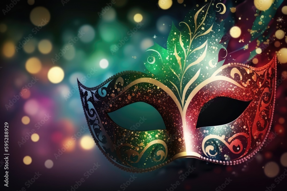 Venetian carnival mask on abstract bokeh background