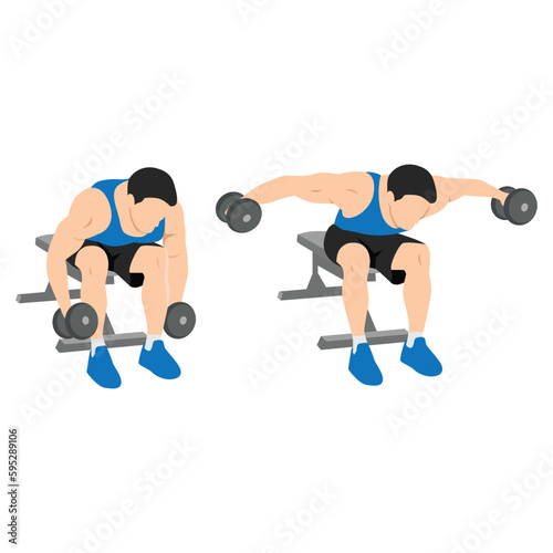 Man doing seated bent over rear delt raises exercise