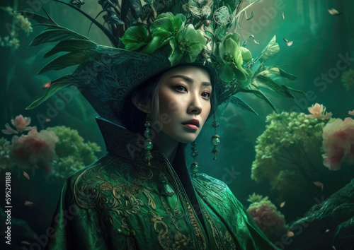 Mythical chinese goddess, a legend from the ancient China. Generative AI illustrations