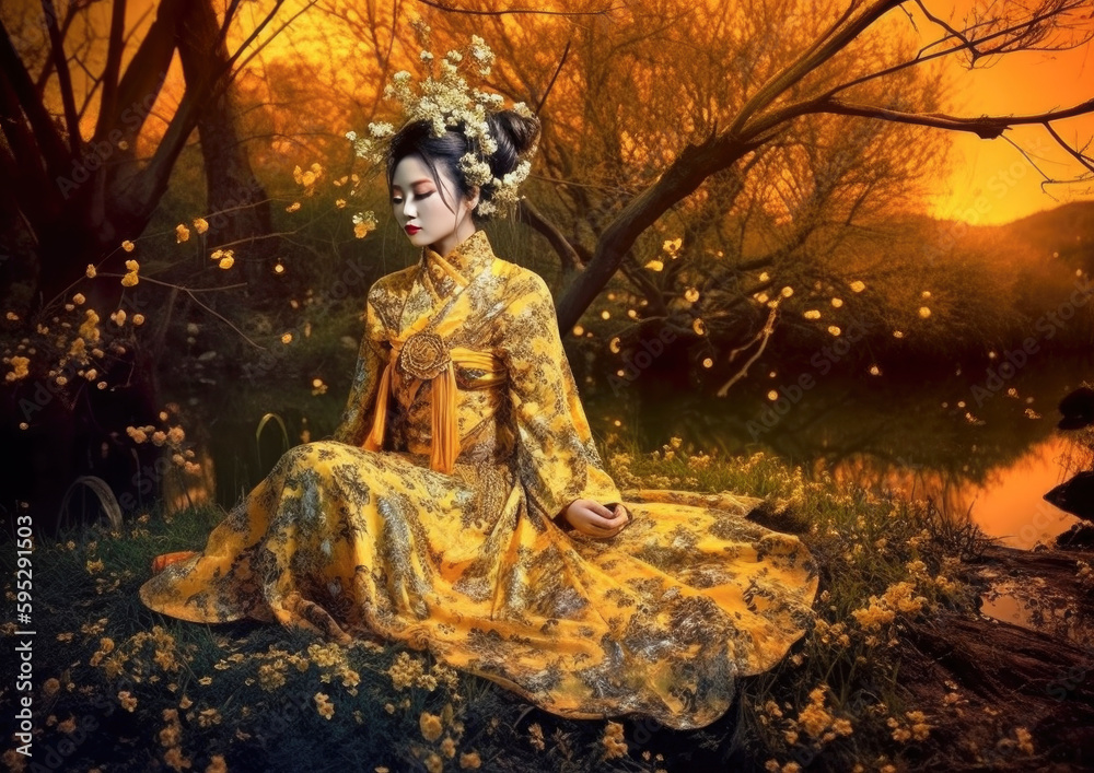 Mythical chinese goddess, a legend from the ancient China. Generative AI illustrations Mythical chinese goddess, a legend from the ancient China. Generative AI illustrations