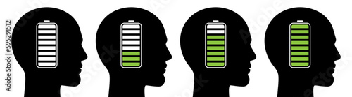 Human power condition levels, concept vector icons set.