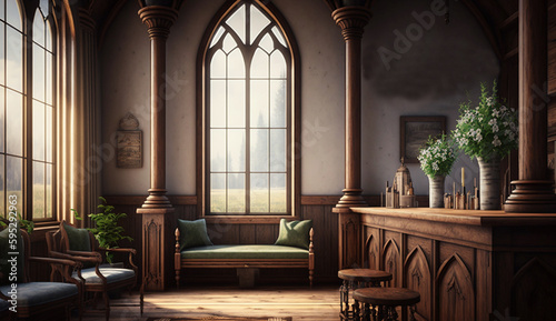 Country best quality square room interior design AI Generated image