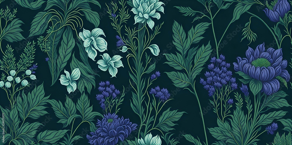 Fototapeta Vintage Floral Pattern Wallpaper. generative ai
