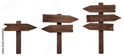 Set of wooden arrow signs, cut out
