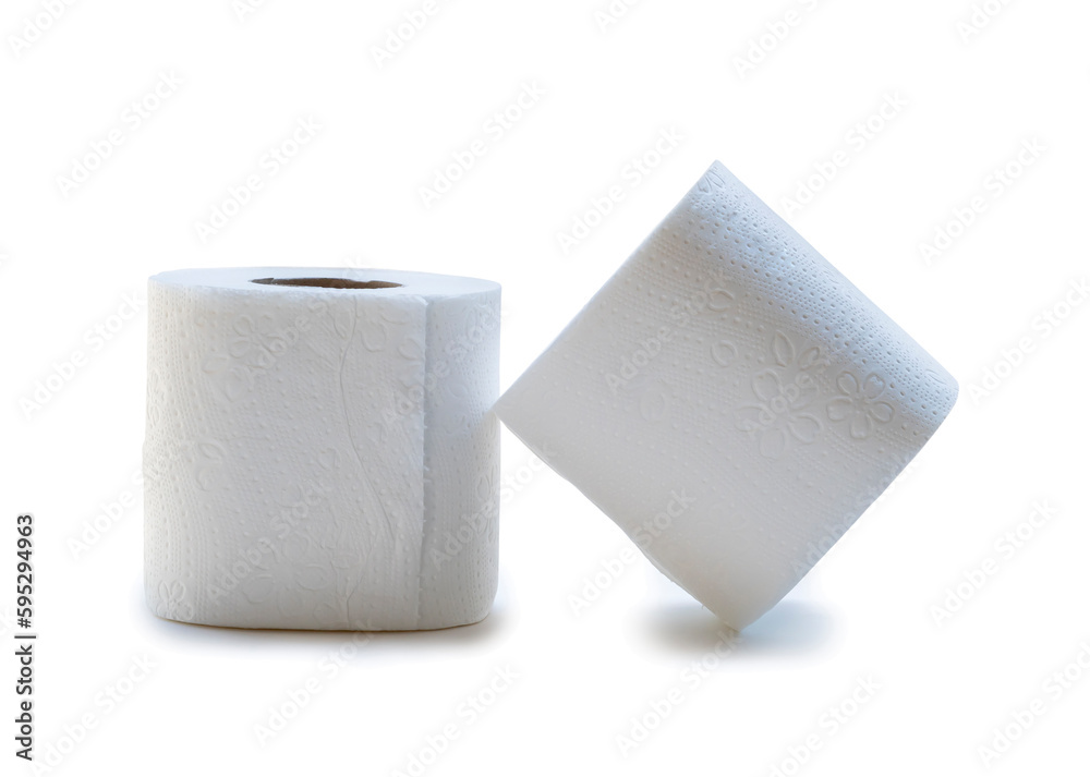 two rolls of white tissue paper or napkin isolated on white background with clipping path and shadow in png file format two rolls of white tissue paper or napkin isolated on white background with clipping path and shadow in png file format