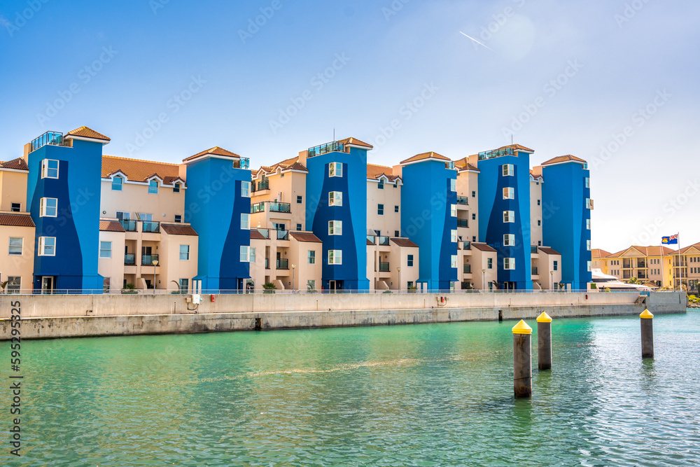 Naklejka premium Coaling Island Boat Harbour and Buildings in Gibraltar