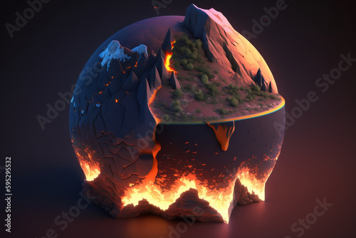 Detailed Isometric Earth Warming - Concept Art photo