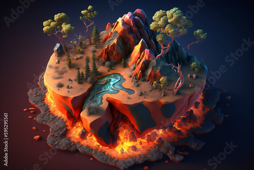 Detailed Isometric Earth Warming - Concept Art photo