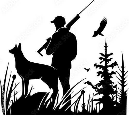 Hunting - Black and White Isolated Icon - Vector illustration