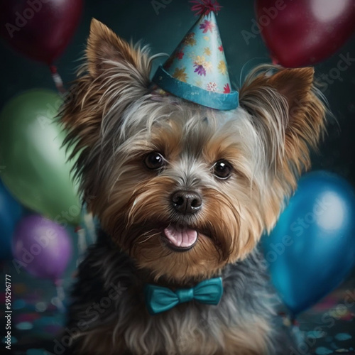 Cute yorkshire terrier cele...