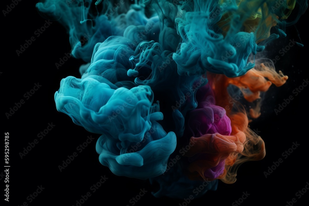 Fototapeta premium Acrylic colors in water. Generate Ai