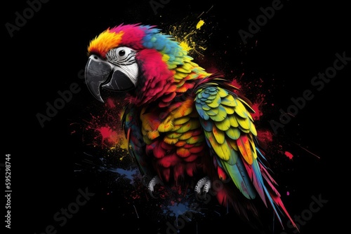 Splash color graffiti of a parrot - Generative AI © Alexander