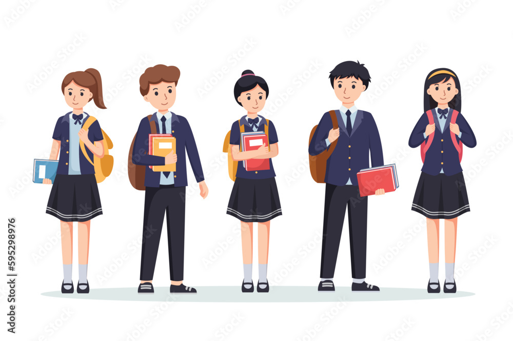 character high school student in school uniform vector illustration character high school student in school uniform vector illustration