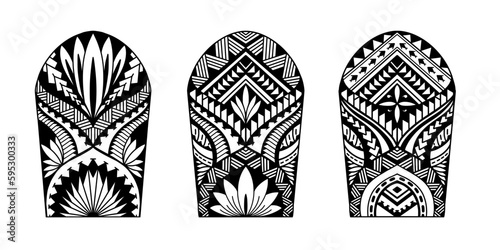 Wrap around arm polynesian tattoo set design. Pattern aboriginal samoan. illustration EPS10