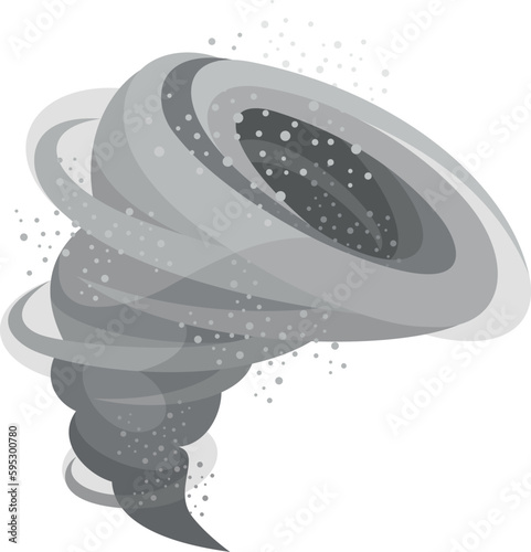Tornado hurricane gray swirl dust particles destroy speed storm isometric vector illustration