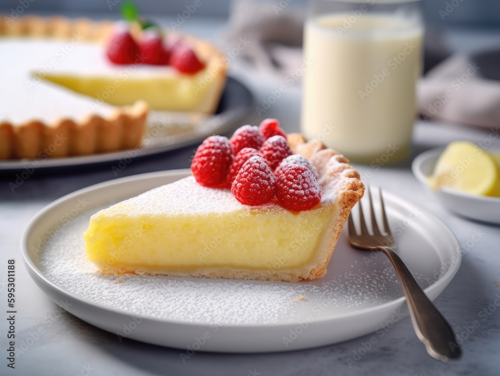 Delicious homemade lemon custrad pie. Generative AI Delicious homemade lemon custrad pie. Generative AI