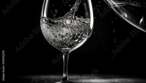 Luxury wine poured into crystal flute glass generated by AI