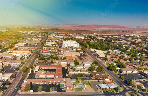 St George aerial skyline in summer season, Utah