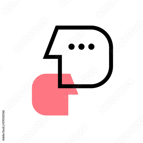 Two connected line profiles of people, abstract minimal logo