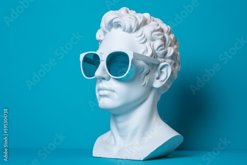 Plaster head with sunglasses. Generate Ai