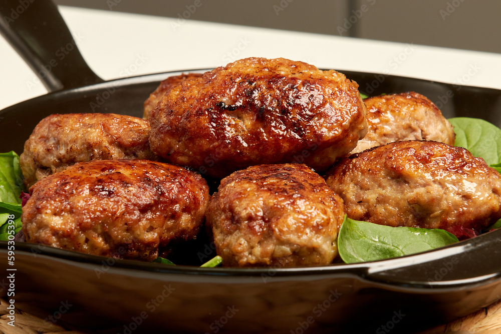 Pork, beef or chicken minced meat cutlets. Pan-fried meatballs. Dinner for the family. Pork, beef or chicken minced meat cutlets. Pan-fried meatballs. Dinner for the family.