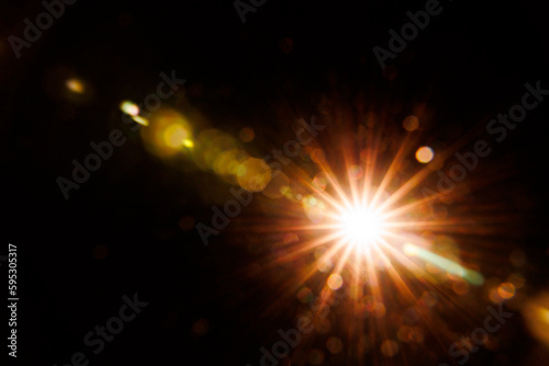 Abstract Natural Sun flare on the black