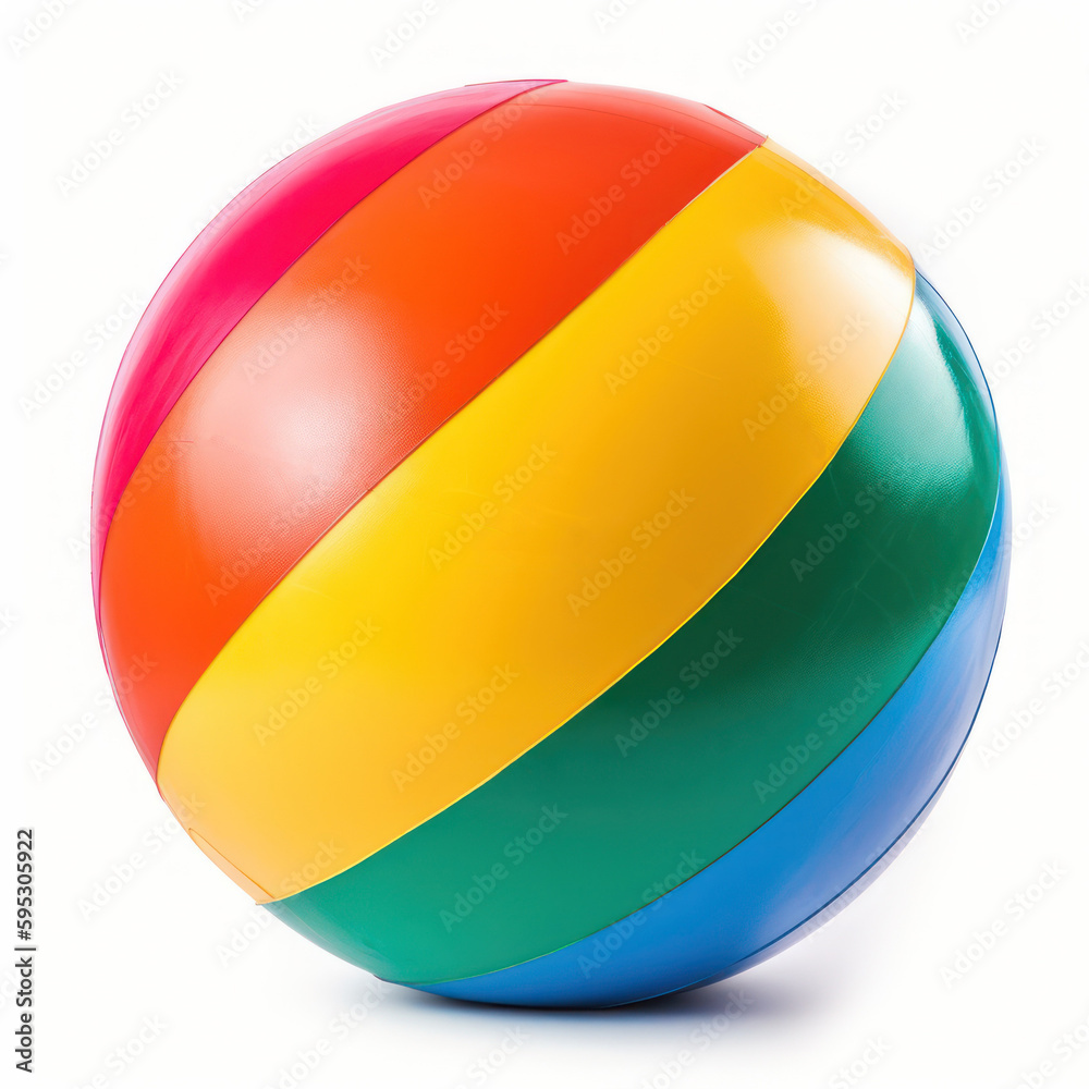 Colorful beach ball isolated on white background, Generative AI