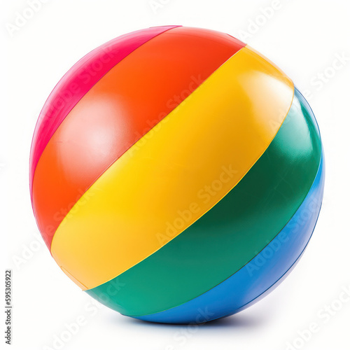Free Download Colorful beach ball isolated on white background, Generative AI - GFXLoad