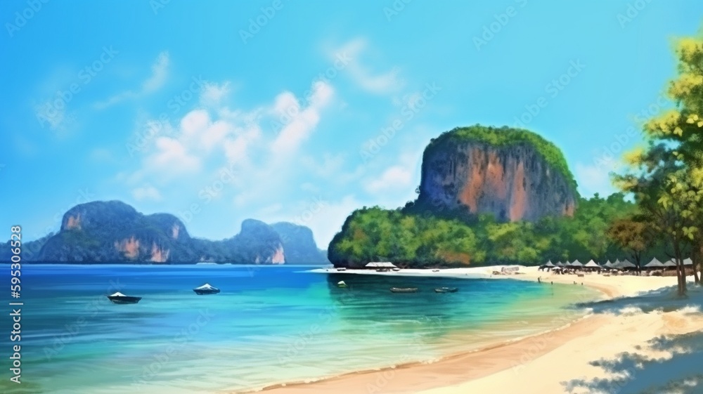 Thailand's Koh Kradan, Trang, depicts realistic paintings. AI generator