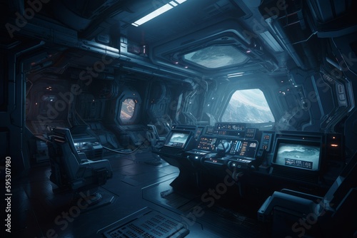 Sci-fi futuristic interior. Generate Ai © nsit0108
