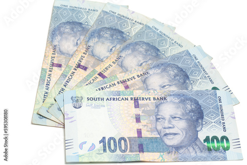 South African money 100 rand banknotes. photo