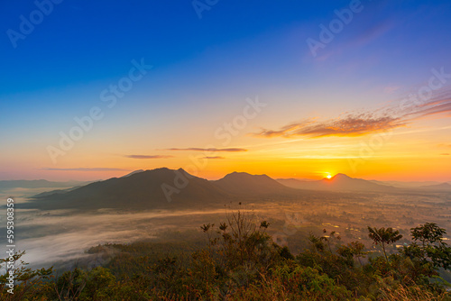 Beautiful mountain and sky scenery,Mountain valley during sunrise. Natural summer landscape 