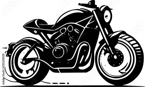 Motorcycle - Black and White Isolated Icon - Vector illustration photo