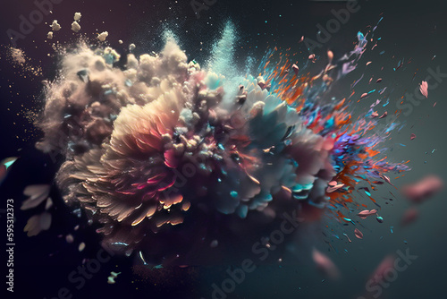 Abstract Flower Explosion. AI technology