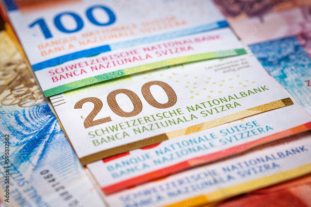 Swiss Francs, Switzerland Banknotes, Concept, Franc Loans, Bank Operations, Global Currency Swiss Francs, Switzerland Banknotes, Concept, Franc Loans, Bank Operations, Global Currency
