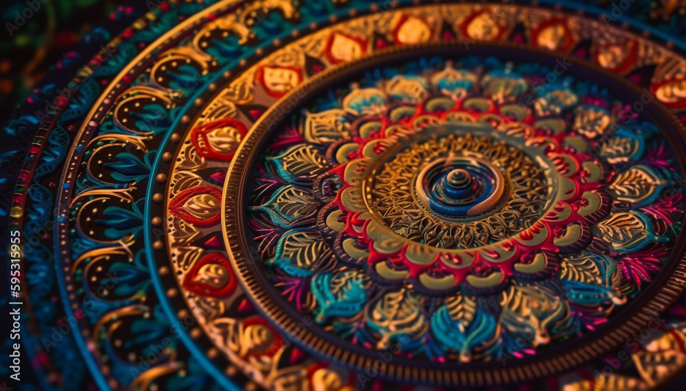 Vibrant circular mandala depicts Indian cultural elegance generated by AI