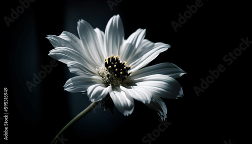 Bright chamomile plant on black background generated by AI