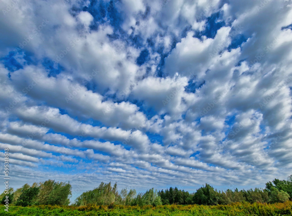 Stripes of clouds just above nature Stripes of clouds just above nature