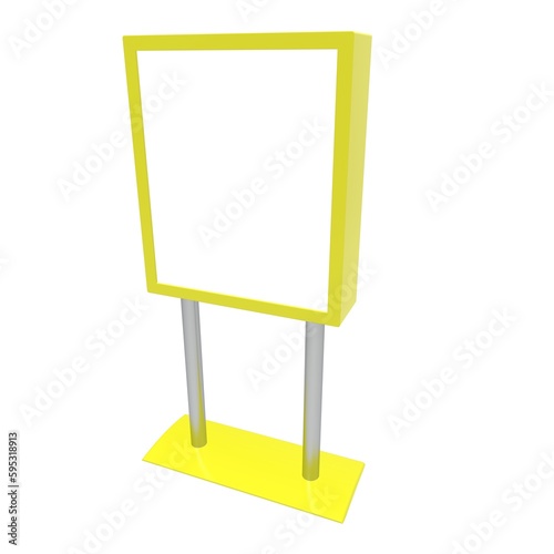 yellow Isolated Blank blackboard for template mockup 3d illustration