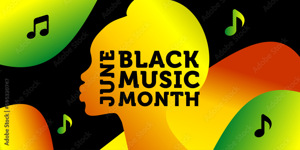 Black Music Month. Vector banner for social media, card, flyer