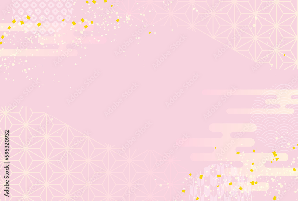 上品なピンク　和柄　はがき・バナー背景