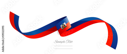 Schilderij op canvas Haitian flag ribbon vector illustration