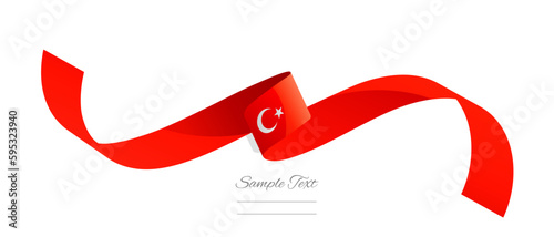 Turkish flag ribbon vector illustration. Türkiye flag ribbon on abstract isolated on white color background photo