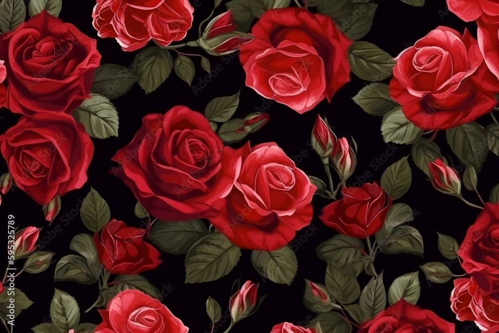 red roses seamless pattern background