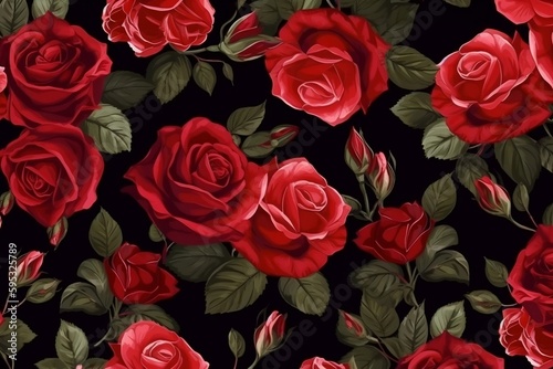 red roses seamless pattern background